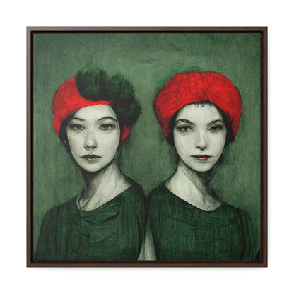 Loneliness Green Red 33, Valentinii, Gallery Canvas Wraps, Square Frame