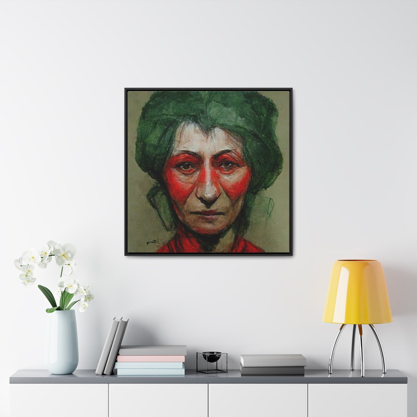 Loneliness Green Red 44, Valentinii, Gallery Canvas Wraps, Square Frame