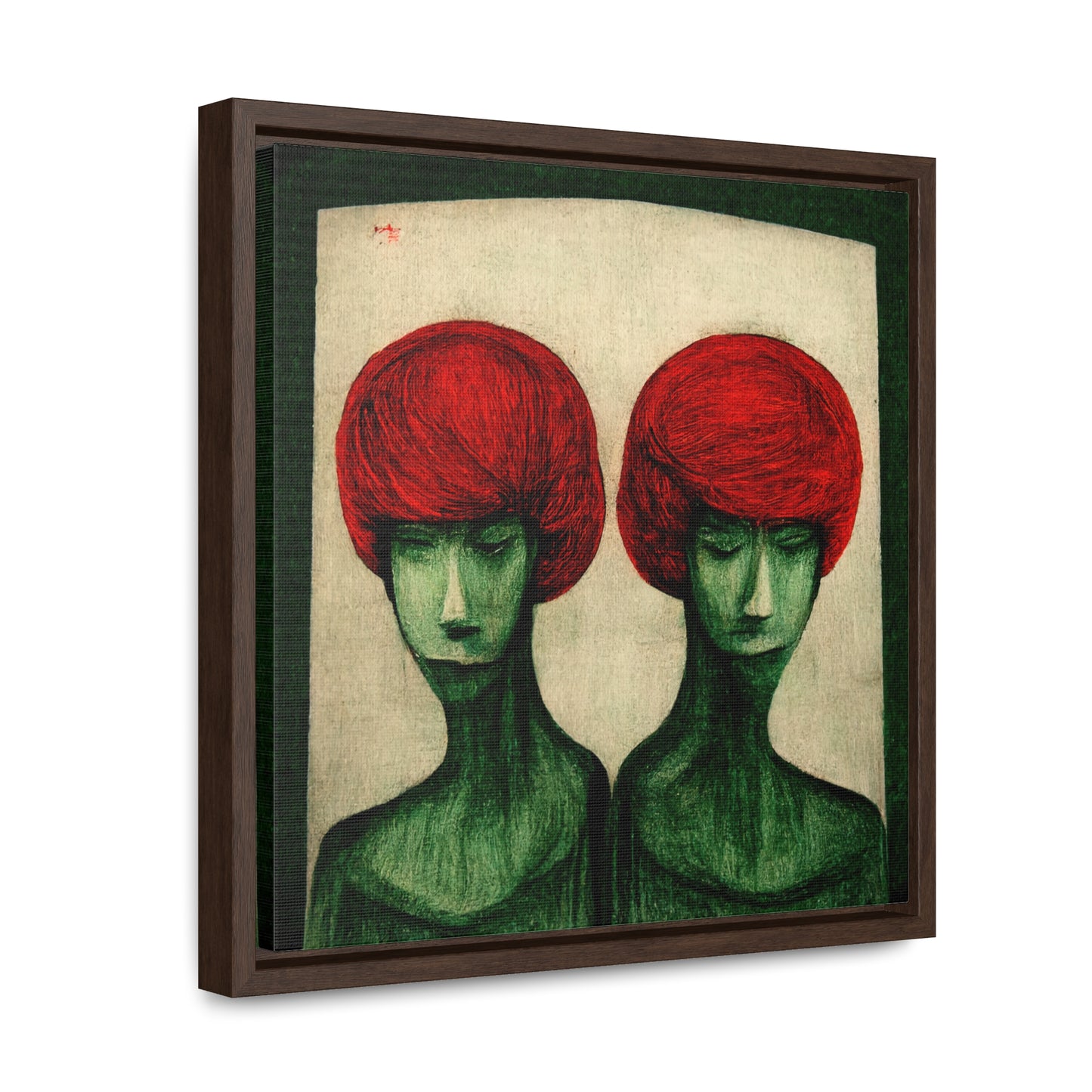 Loneliness Green Red 21, Valentinii, Gallery Canvas Wraps, Square Frame