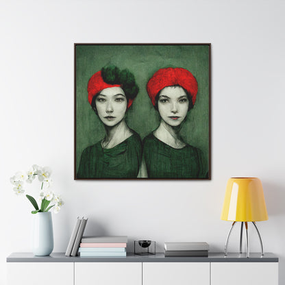 Loneliness Green Red 33, Valentinii, Gallery Canvas Wraps, Square Frame