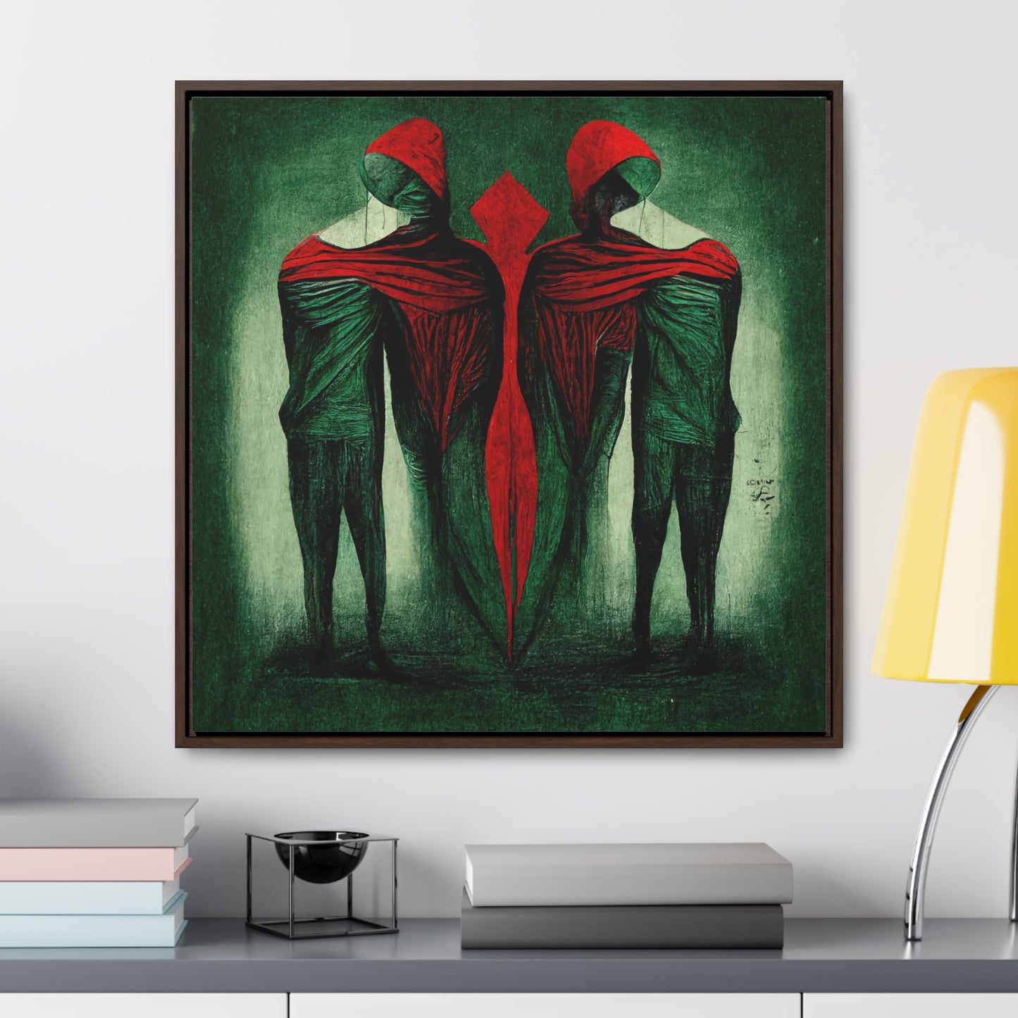 Loneliness Green Red, Valentinii, Gallery Canvas Wraps, Square Frame