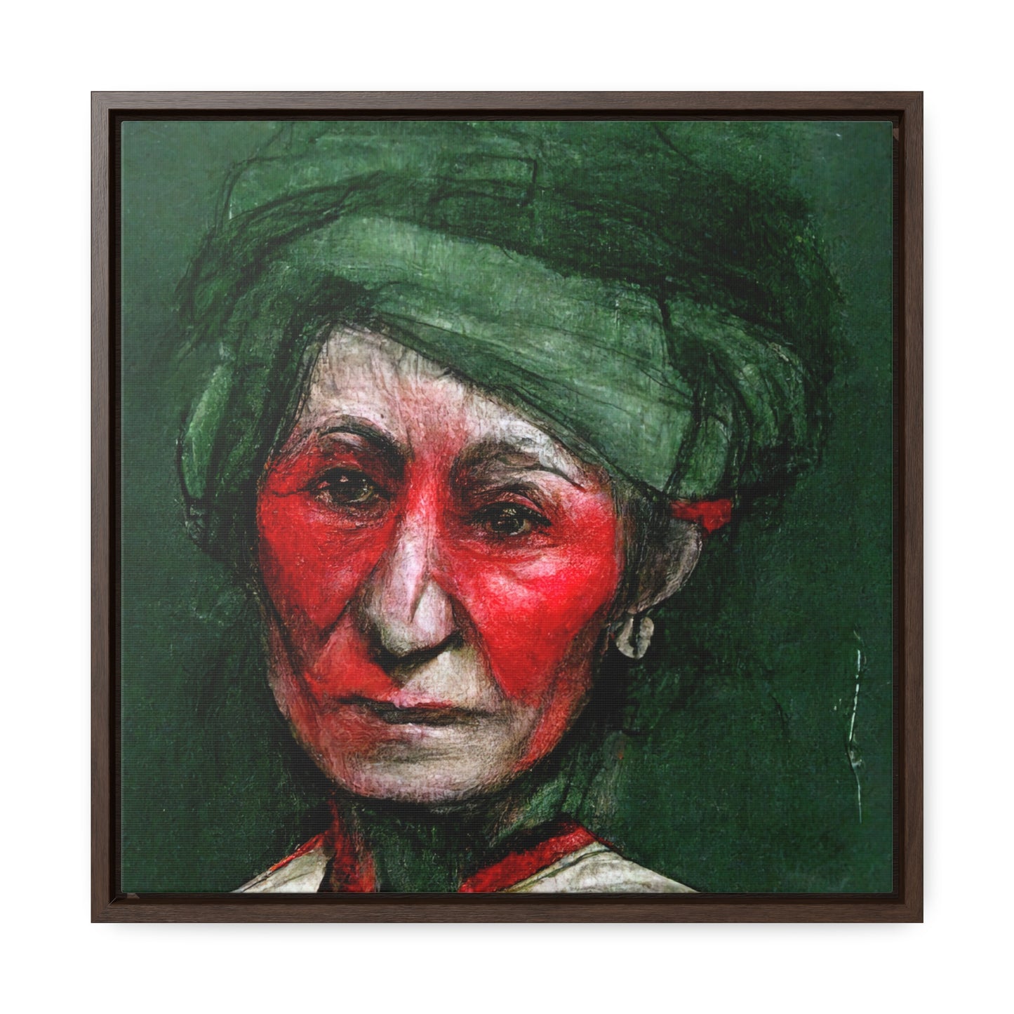 Loneliness Green Red 43, Valentinii, Gallery Canvas Wraps, Square Frame