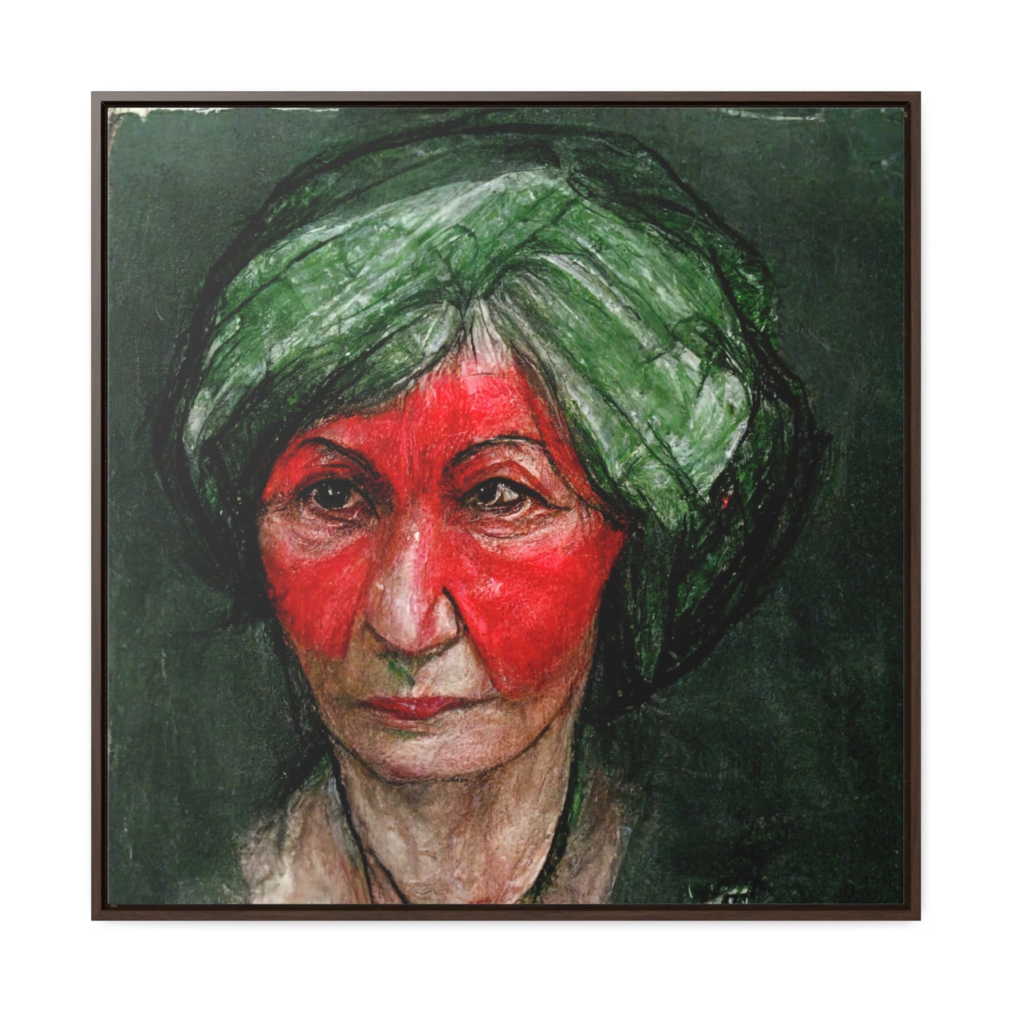 Loneliness Green Red 41, Valentinii, Gallery Canvas Wraps, Square Frame