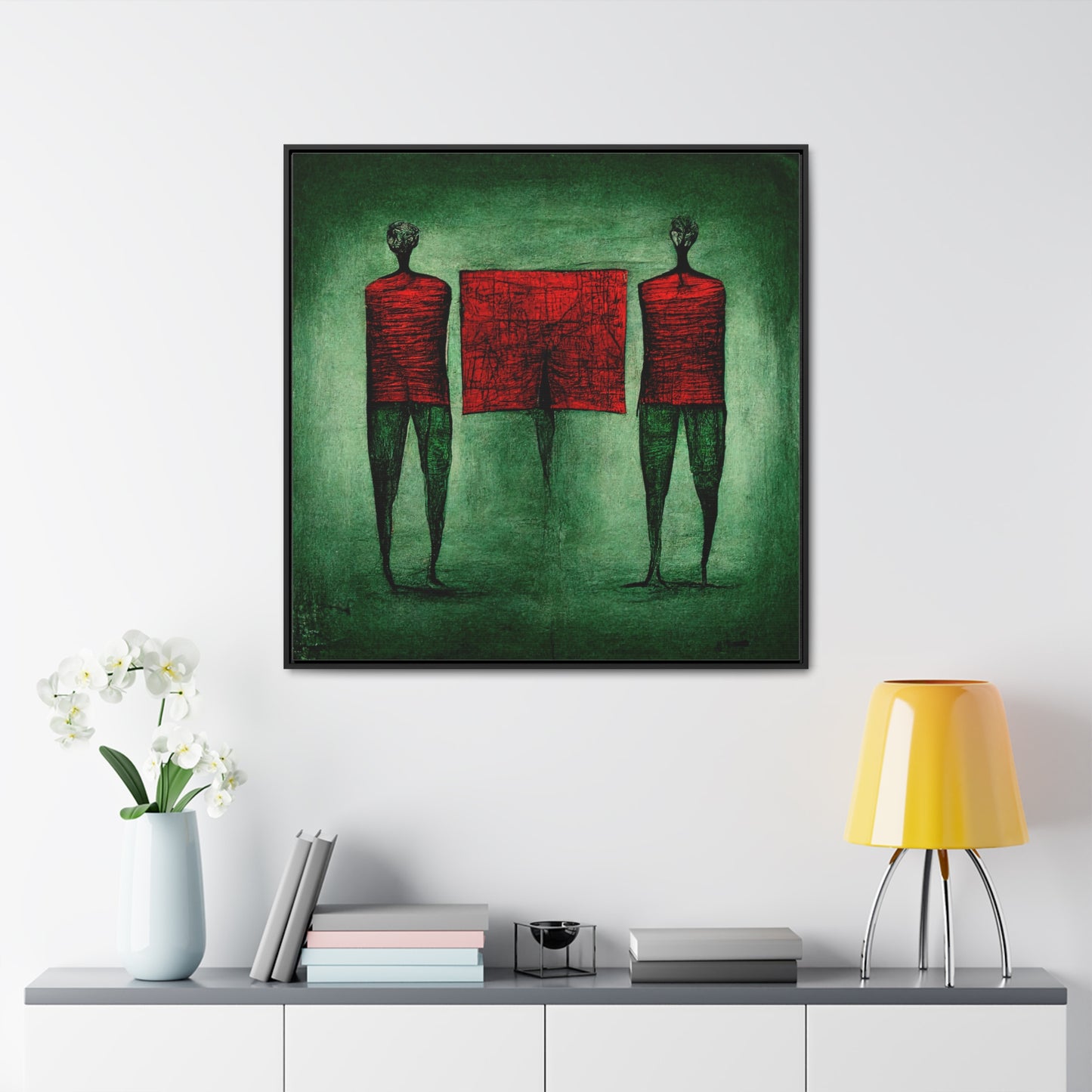 Loneliness Green Red 14, Valentinii, Gallery Canvas Wraps, Square Frame