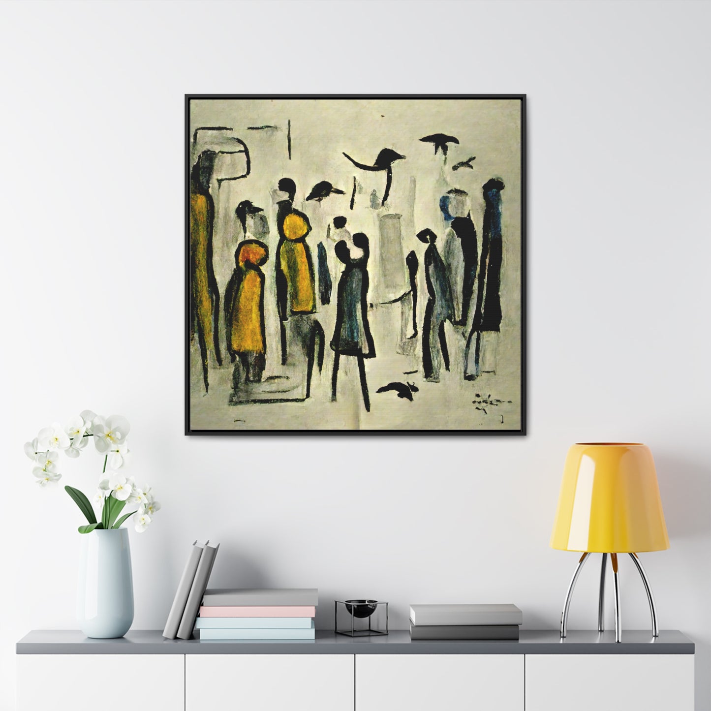 People and Birds 3, Valentinii, Gallery Canvas Wraps, Square Frame