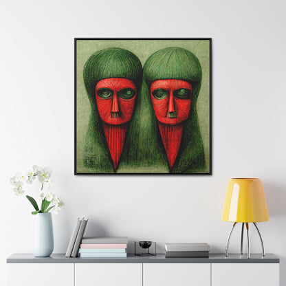 Loneliness Green Red 18, Valentinii, Gallery Canvas Wraps, Square Frame