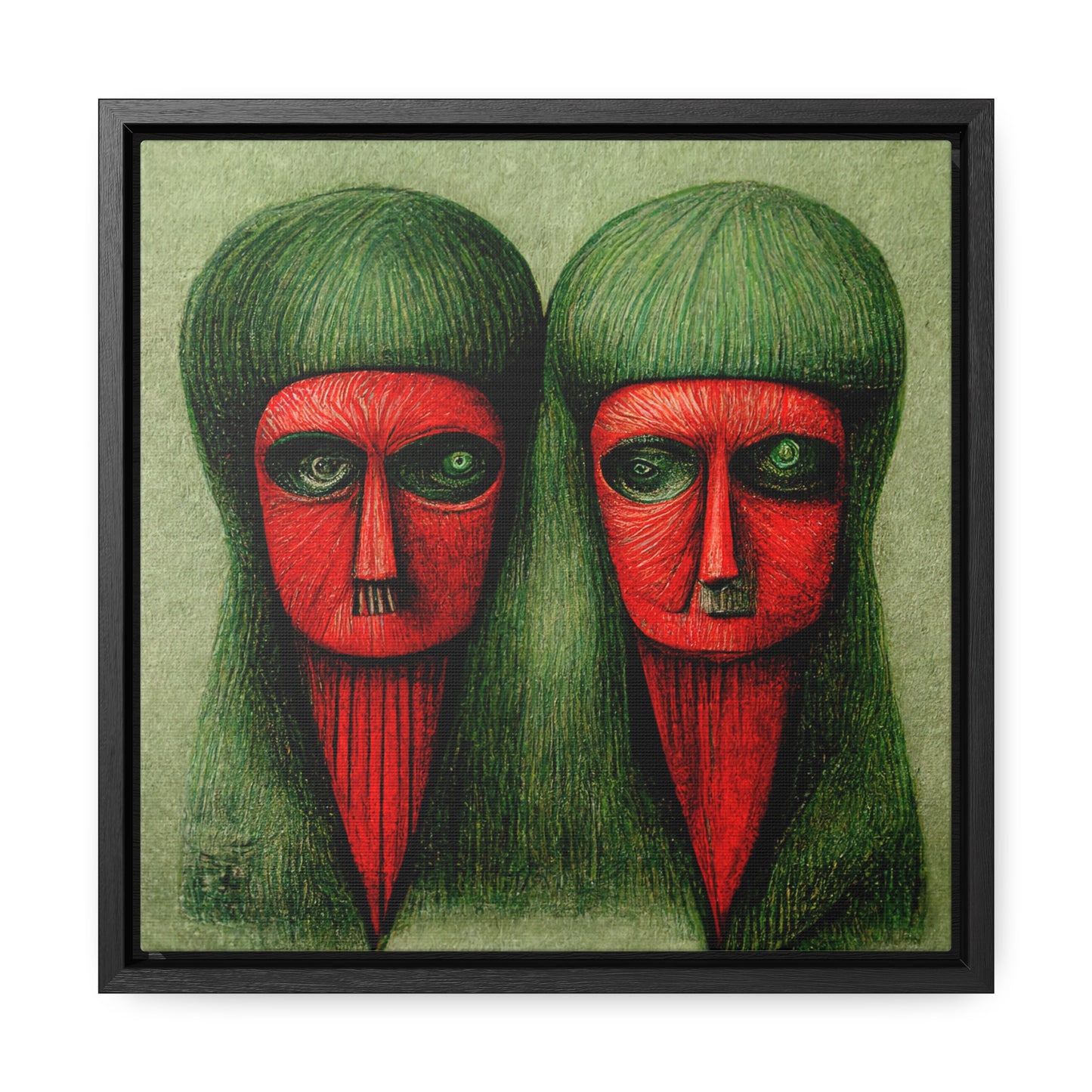 Loneliness Green Red 18, Valentinii, Gallery Canvas Wraps, Square Frame