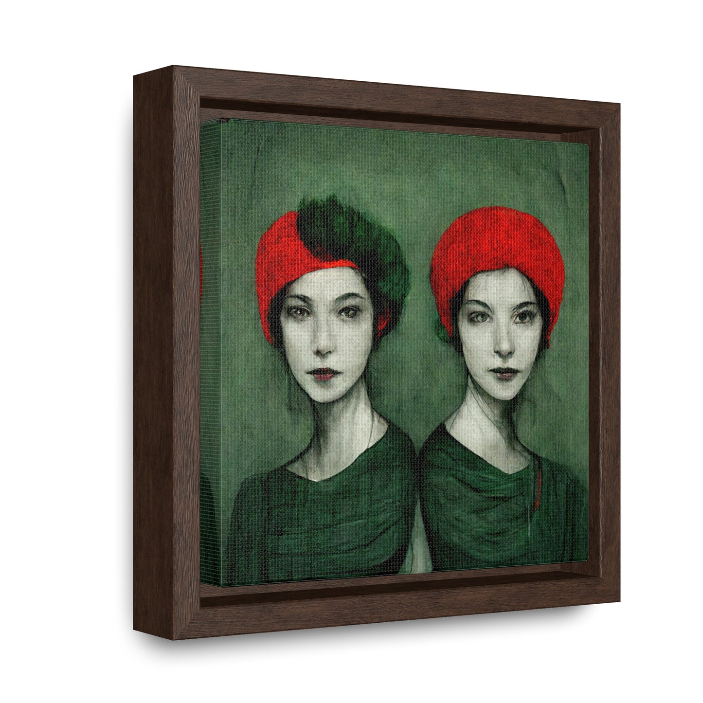 Loneliness Green Red 32, Valentinii, Gallery Canvas Wraps, Square Frame