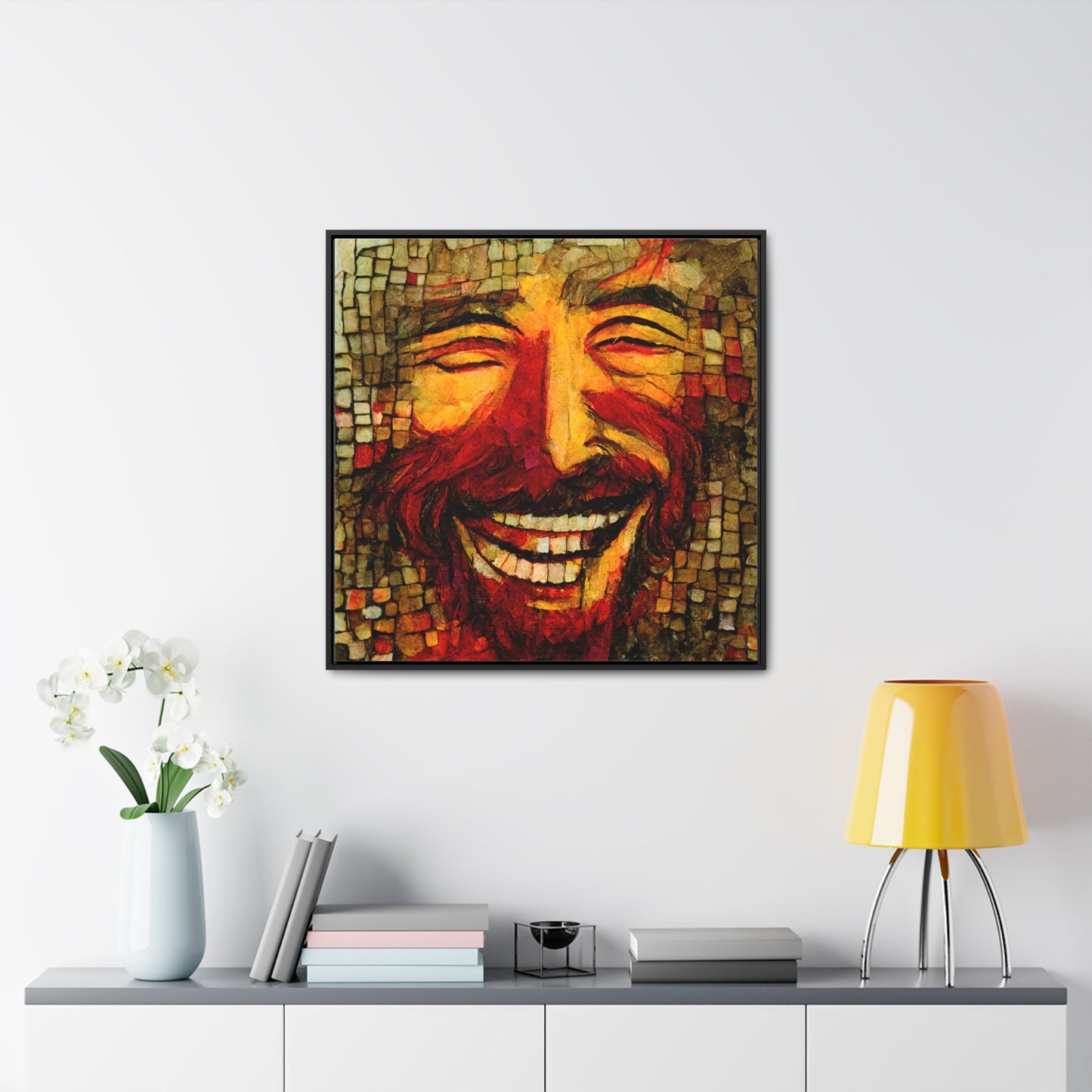 Jesus smiling 4, Valentinii, Gallery Canvas Wraps, Square Frame