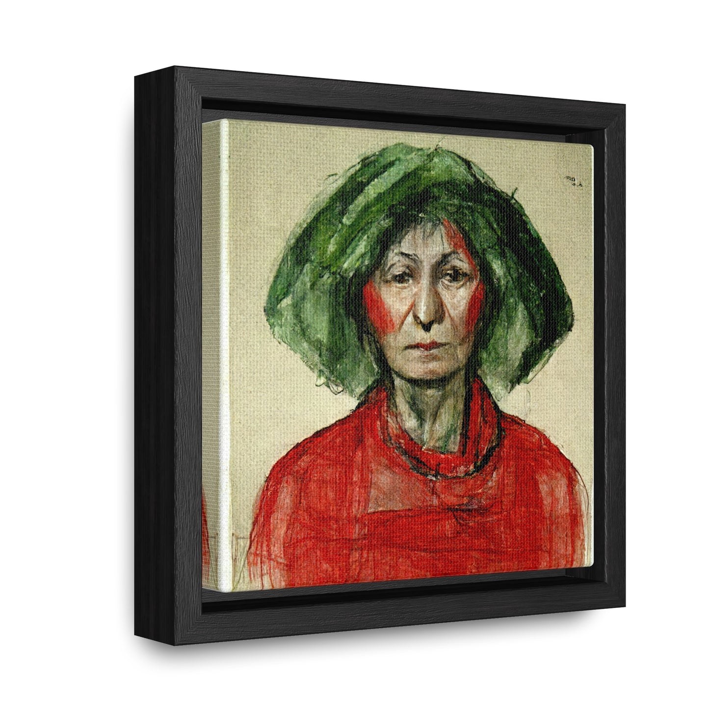 Loneliness Green Red 40, Valentinii, Gallery Canvas Wraps, Square Frame