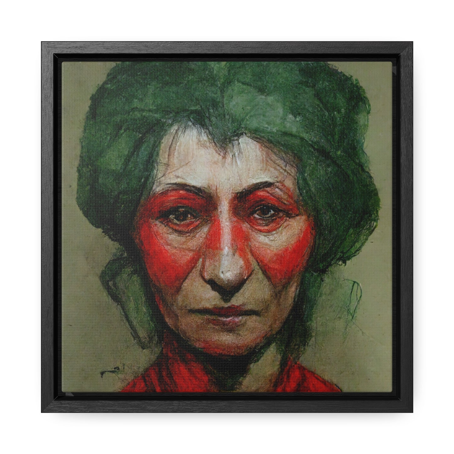 Loneliness Green Red 44, Valentinii, Gallery Canvas Wraps, Square Frame