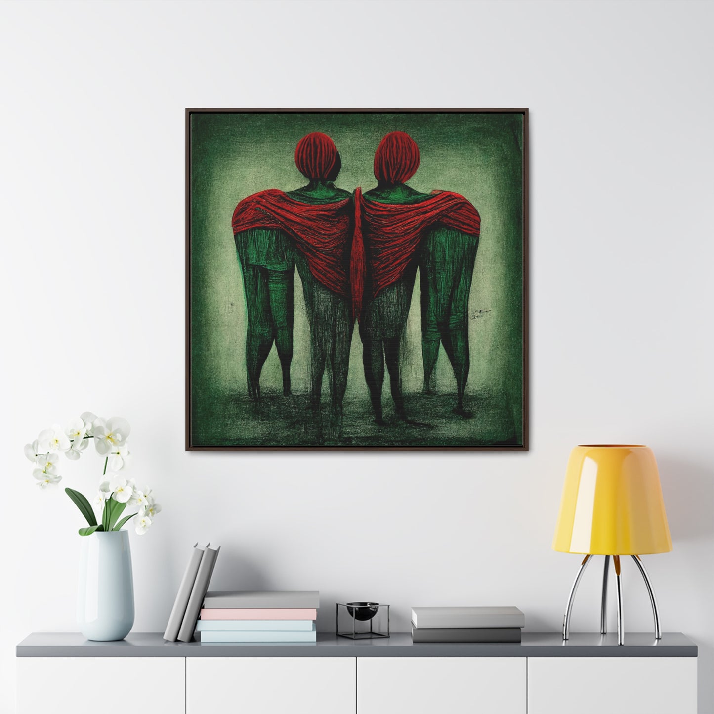 Loneliness Green Red 2, Valentinii, Gallery Canvas Wraps, Square Frame