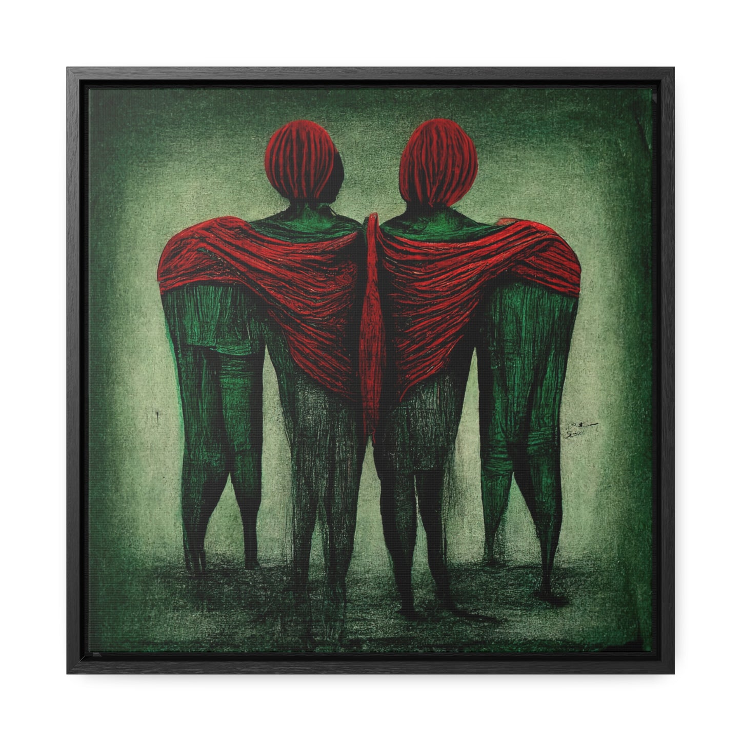 Loneliness Green Red 2, Valentinii, Gallery Canvas Wraps, Square Frame