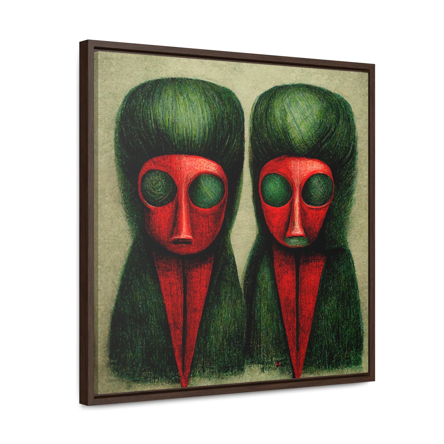 Loneliness Green Red 19, Valentinii, Gallery Canvas Wraps, Square Frame