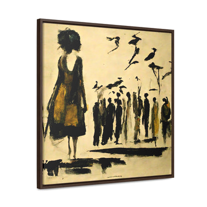 People and Birds, Valentinii, Gallery Canvas Wraps, Square Frame