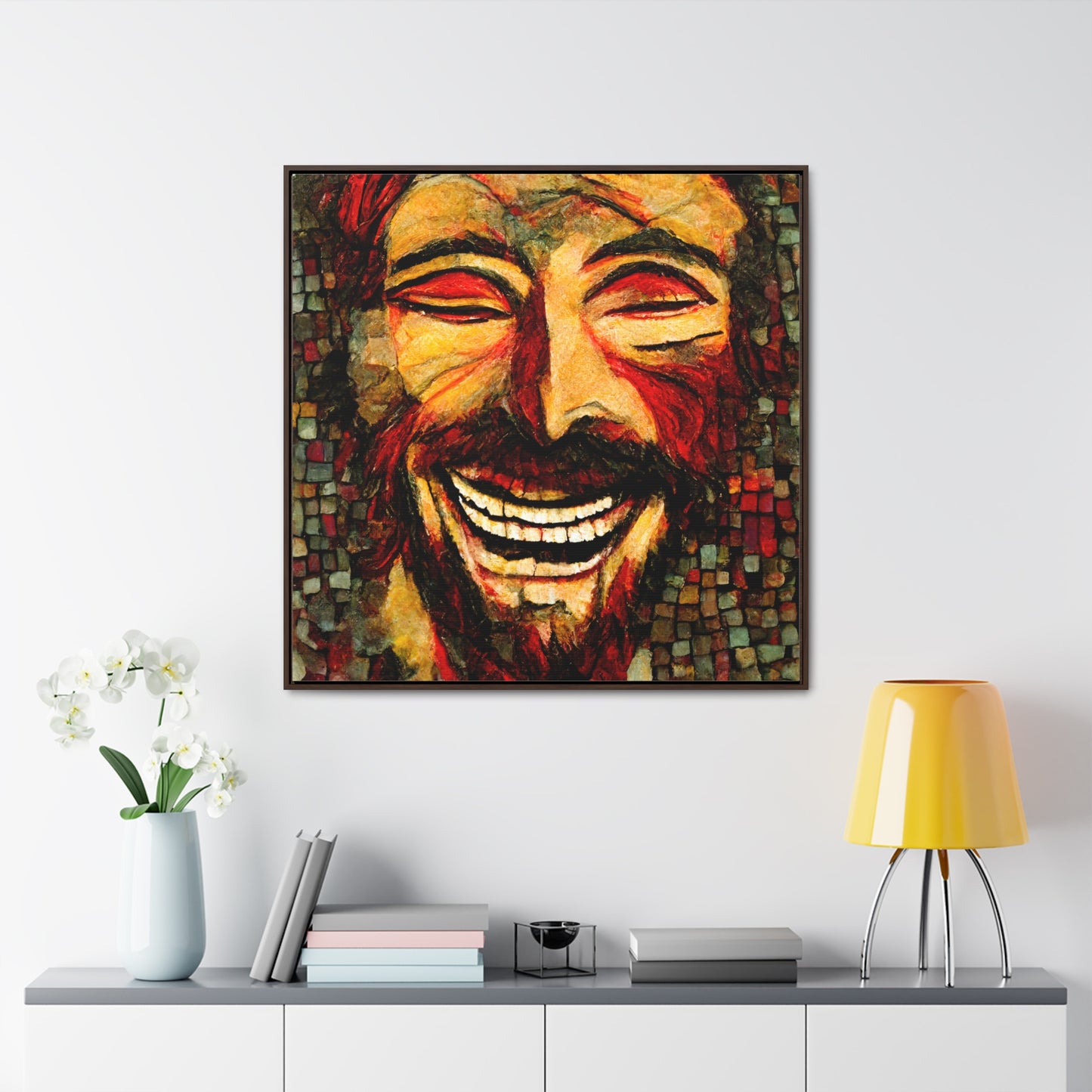 Jesus smiling 3, Valentinii, Gallery Canvas Wraps, Square Frame