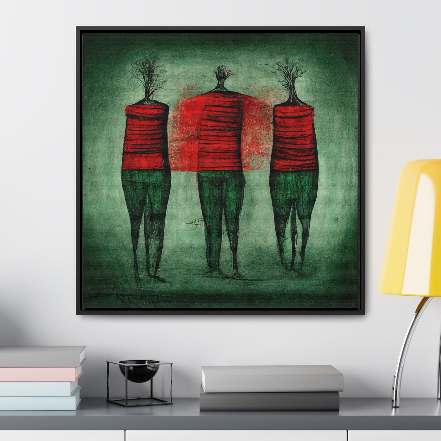 Loneliness Green Red 13, Valentinii, Gallery Canvas Wraps, Square Frame