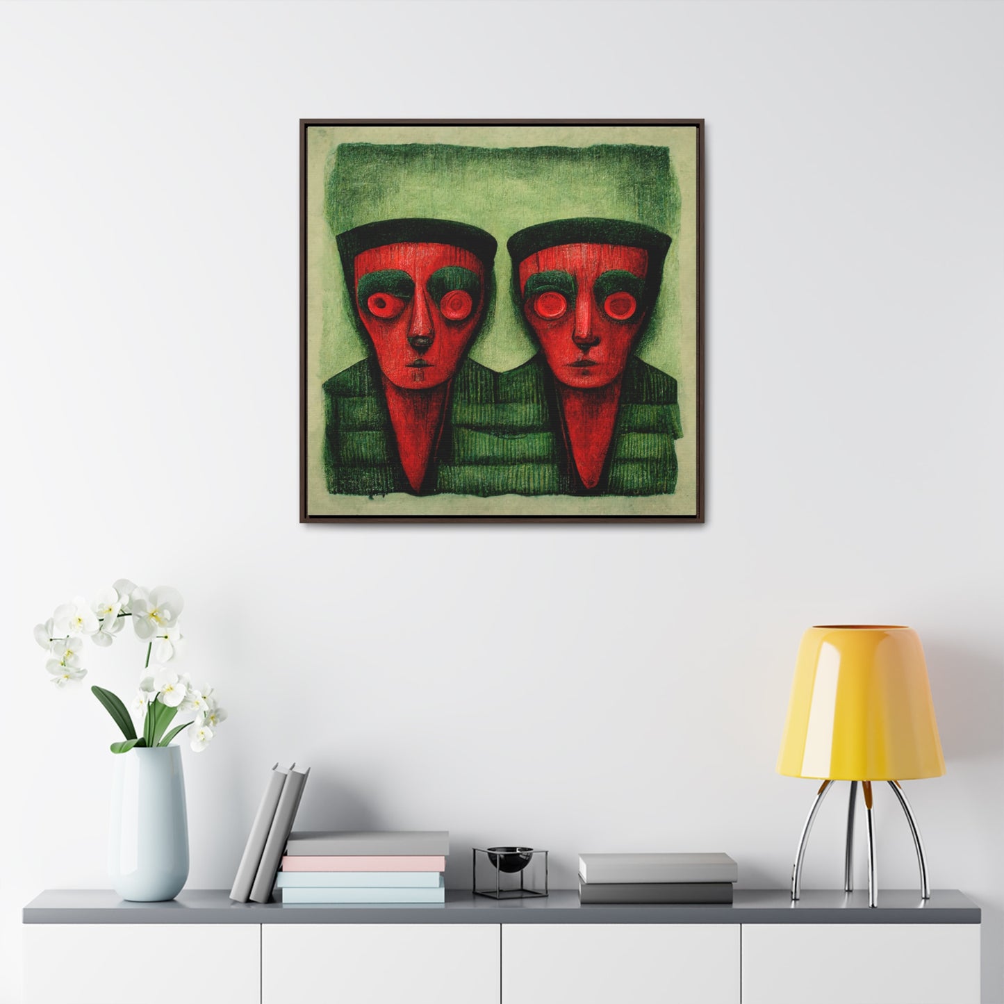 Loneliness Green Red 16, Valentinii, Gallery Canvas Wraps, Square Frame