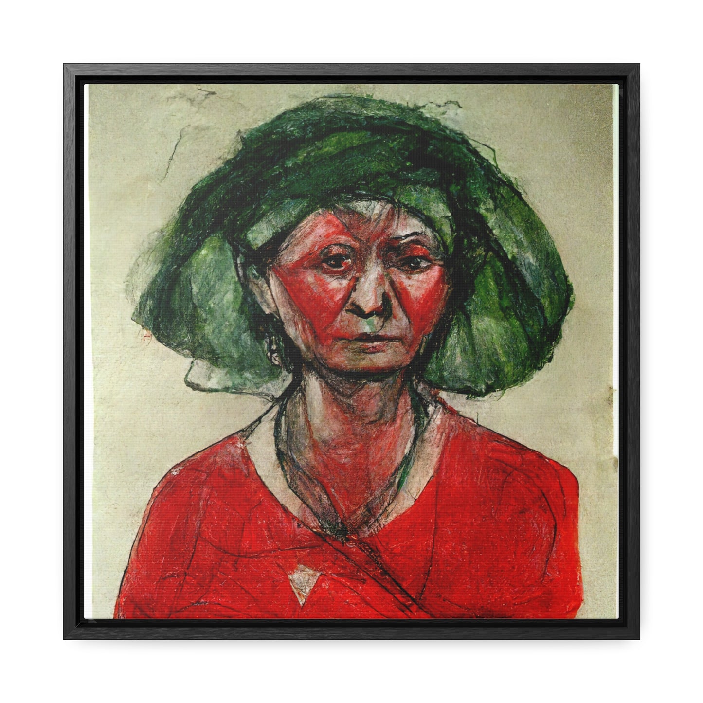 Loneliness Green Red 39, Valentinii, Gallery Canvas Wraps, Square Frame