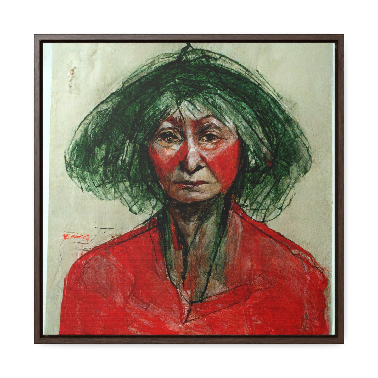 Loneliness Green Red 37, Valentinii, Gallery Canvas Wraps, Square Frame