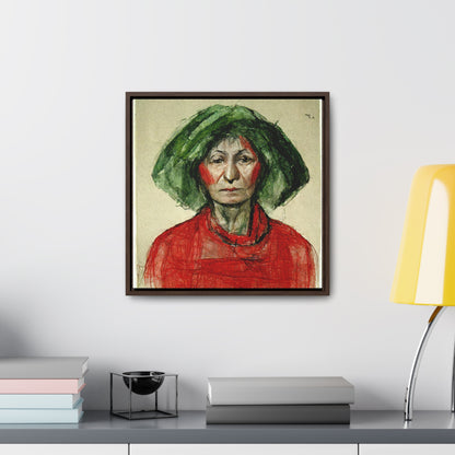 Loneliness Green Red 40, Valentinii, Gallery Canvas Wraps, Square Frame