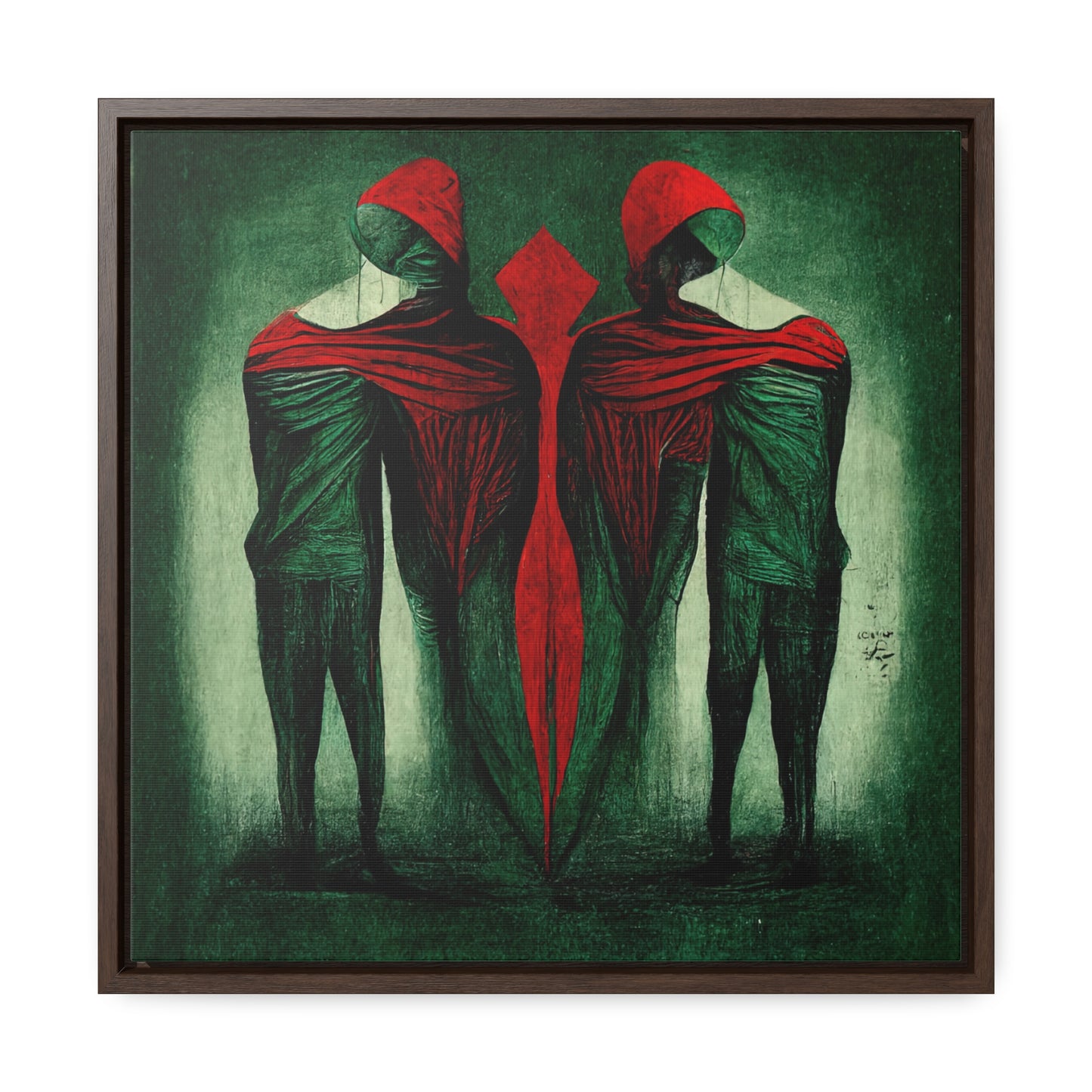 Loneliness Green Red, Valentinii, Gallery Canvas Wraps, Square Frame