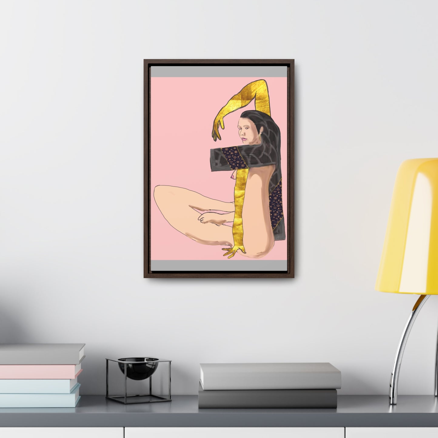 Woman With Long Leg and Golden Arms, Original Eduard Pavel, Gallery Canvas Wraps, Vertical Frame