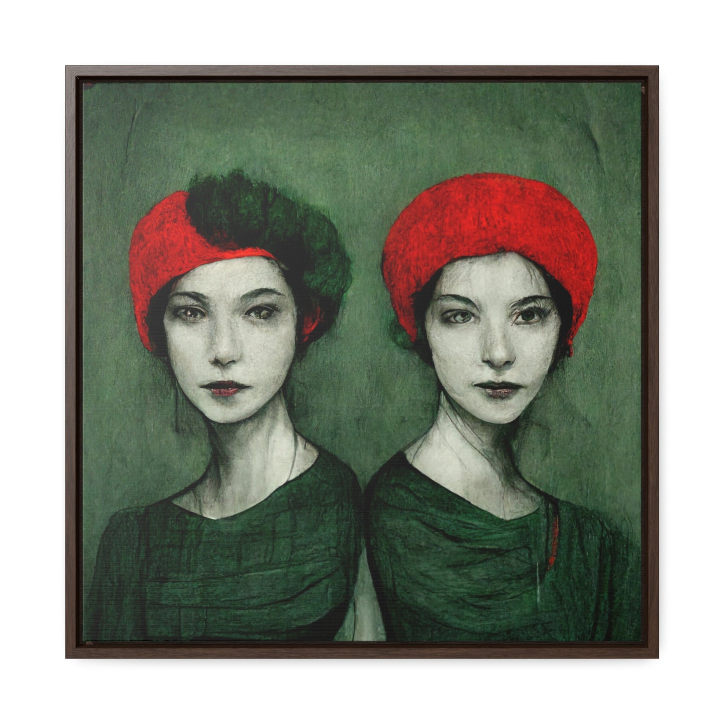 Loneliness Green Red 32, Valentinii, Gallery Canvas Wraps, Square Frame