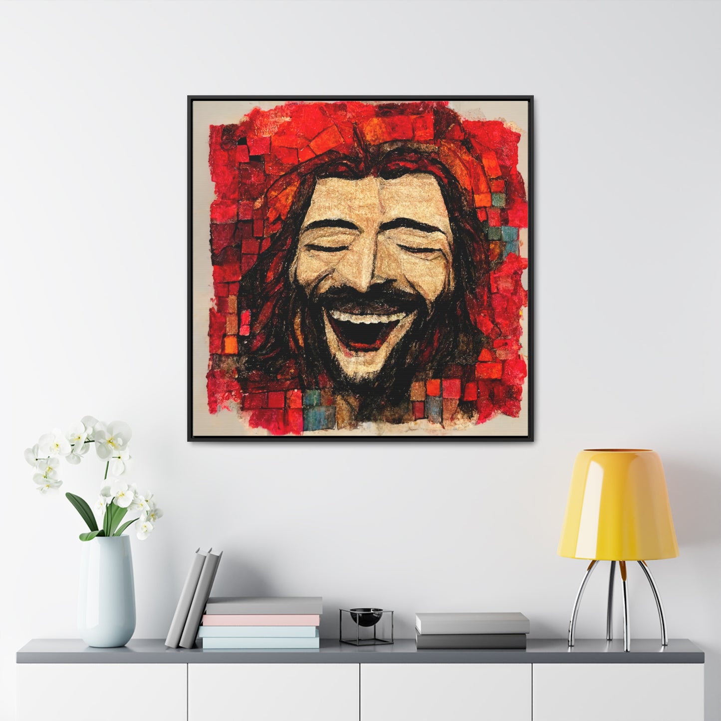 Jesus smiling 5, Valentinii, Gallery Canvas Wraps, Square Frame