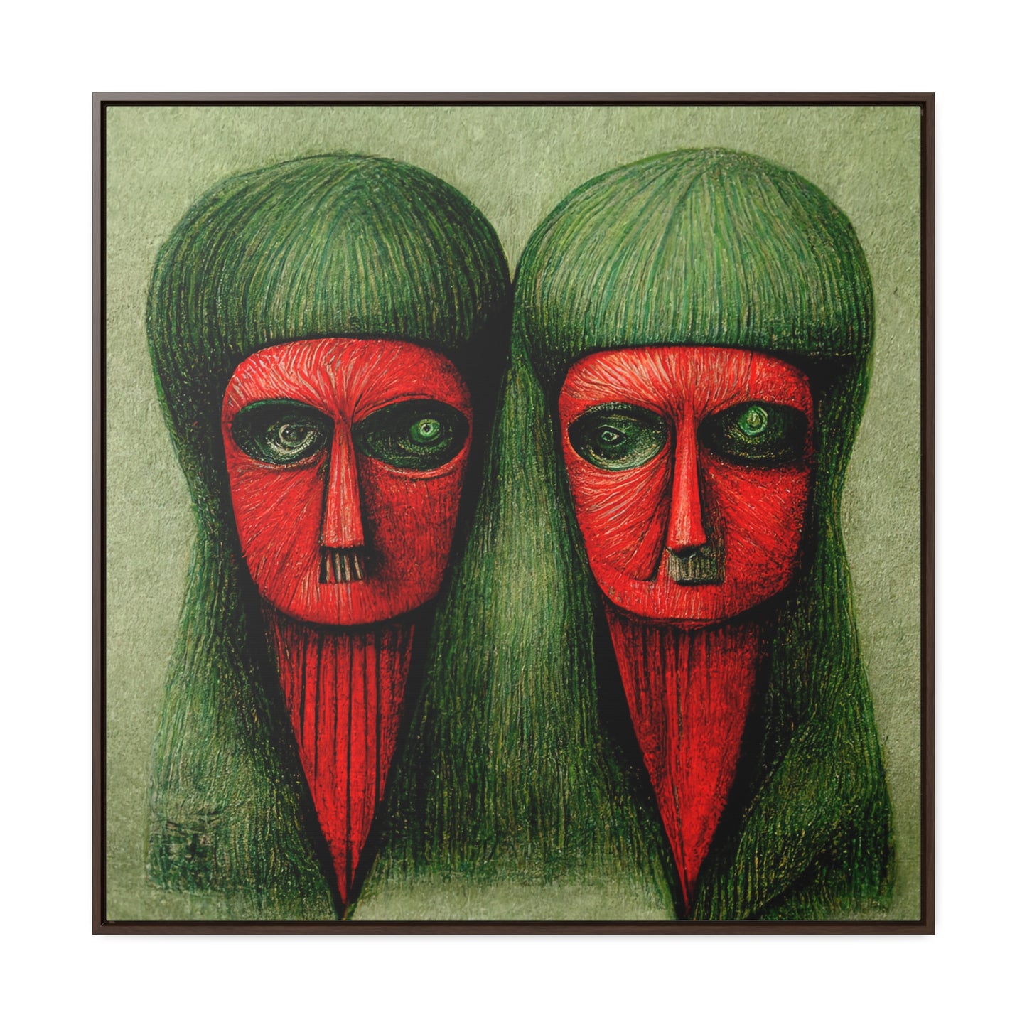 Loneliness Green Red 18, Valentinii, Gallery Canvas Wraps, Square Frame