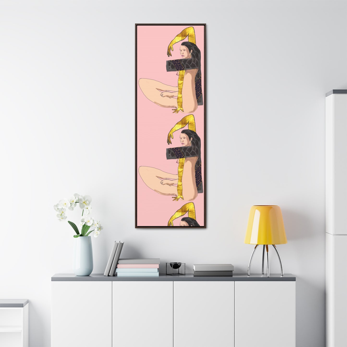 Woman With Long Leg and Golden Arms, Original Eduard Pavel, Gallery Canvas Wraps, Vertical Frame