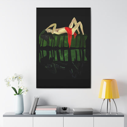 Woman in Bed in Mirror, Original Eduard Pavel, Gallery Canvas Wraps, Vertical Frame