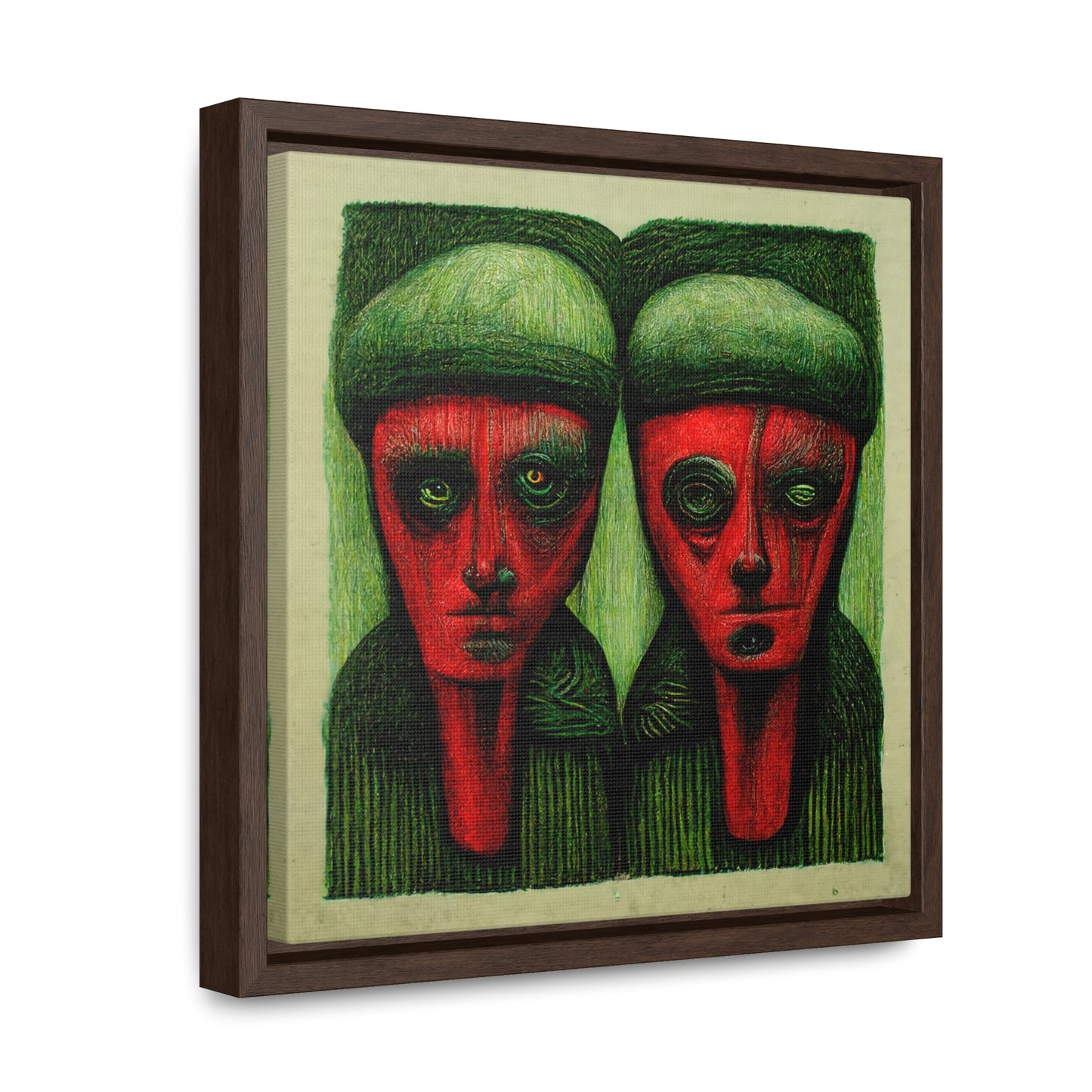 Loneliness Green Red 9, Valentinii, Gallery Canvas Wraps, Square Frame