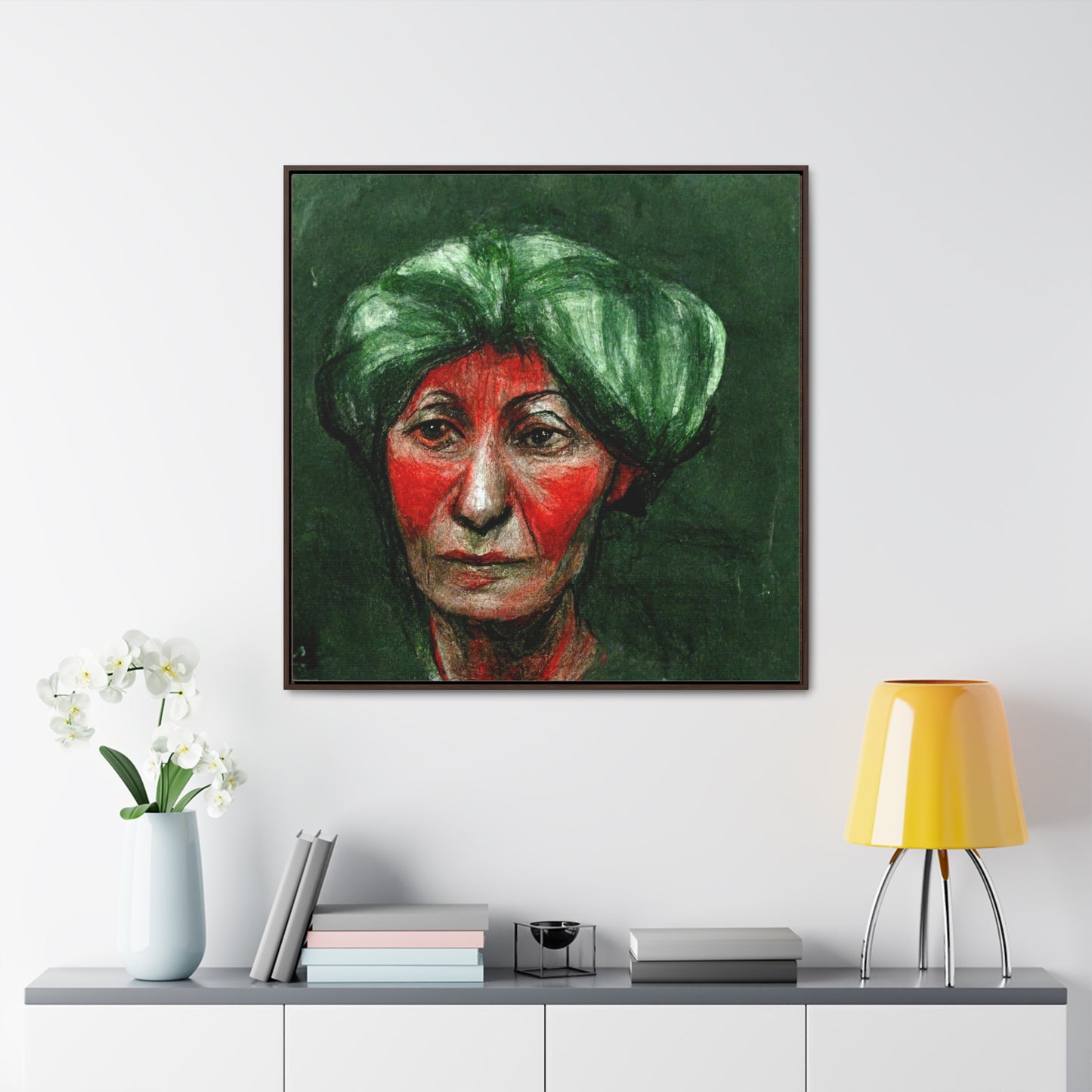 Loneliness Green Red 42, Valentinii, Gallery Canvas Wraps, Square Frame