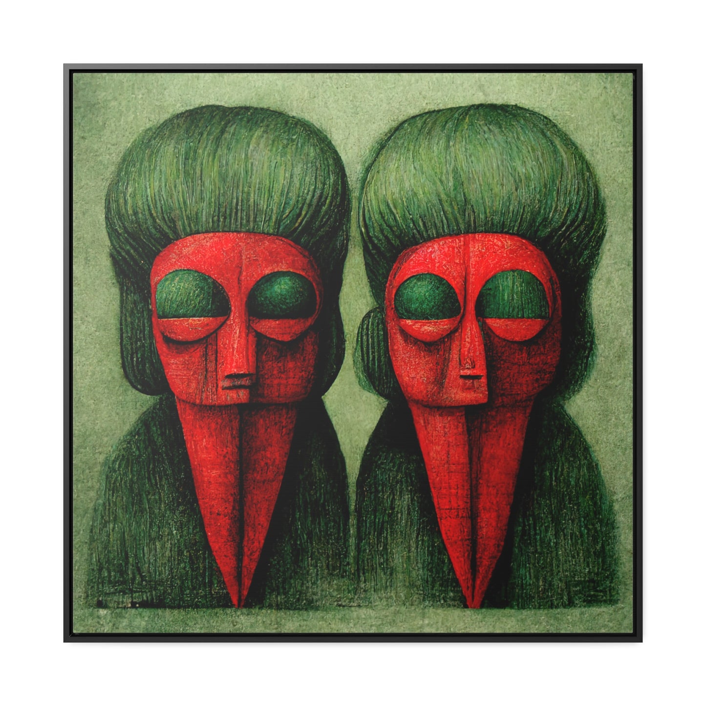 Loneliness Green Red 24, Valentinii, Gallery Canvas Wraps, Square Frame