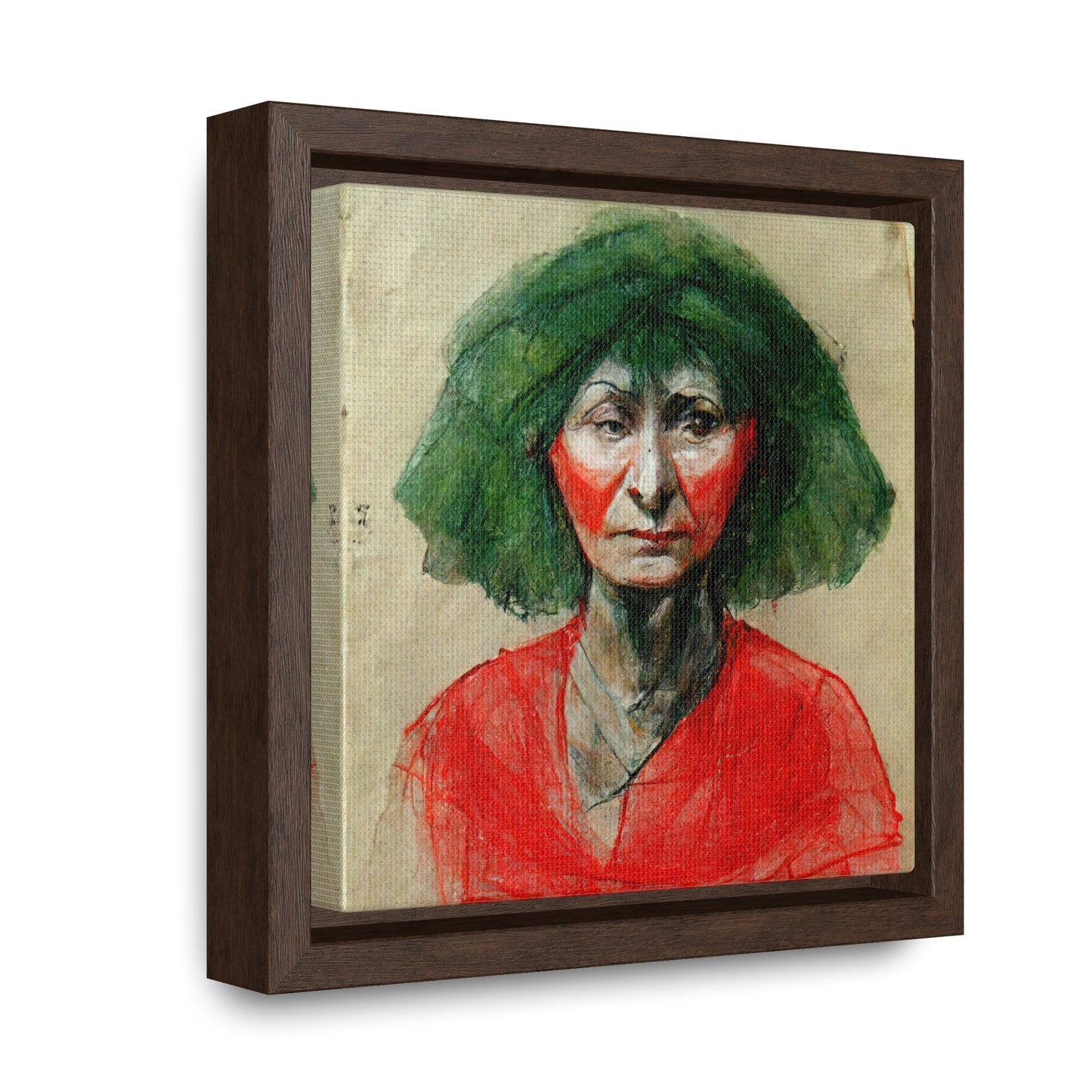 Loneliness Green Red 34, Valentinii, Gallery Canvas Wraps, Square Frame