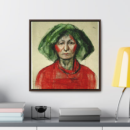 Loneliness Green Red 40, Valentinii, Gallery Canvas Wraps, Square Frame