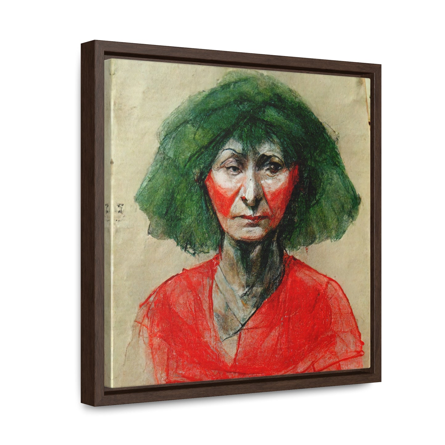 Loneliness Green Red 34, Valentinii, Gallery Canvas Wraps, Square Frame