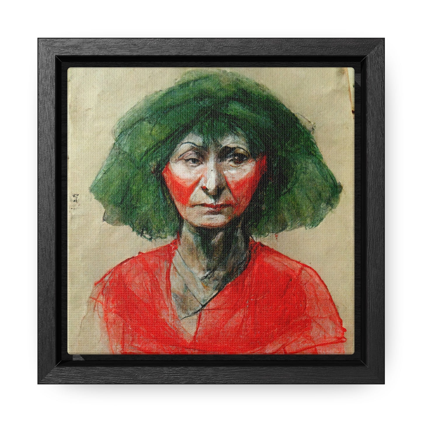 Loneliness Green Red 34, Valentinii, Gallery Canvas Wraps, Square Frame