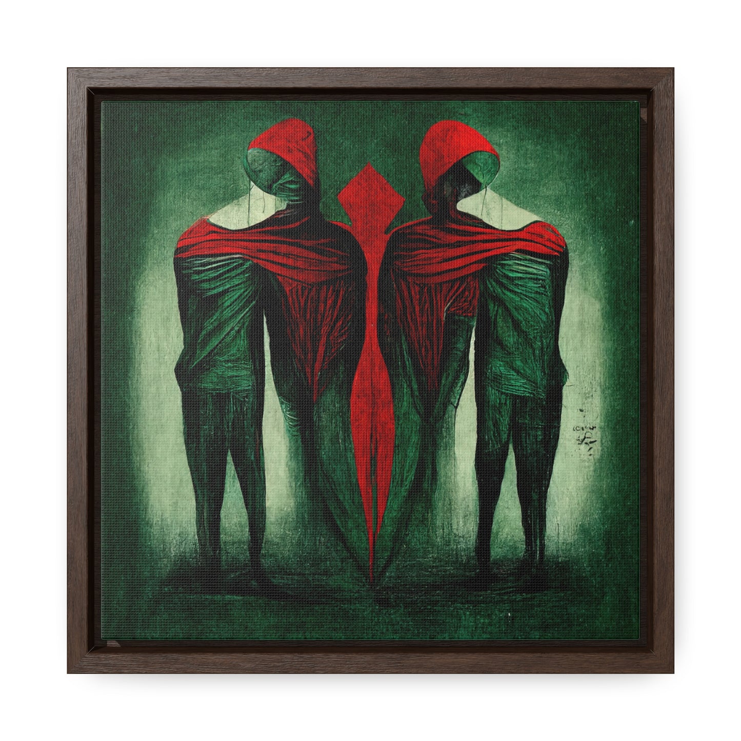 Loneliness Green Red, Valentinii, Gallery Canvas Wraps, Square Frame