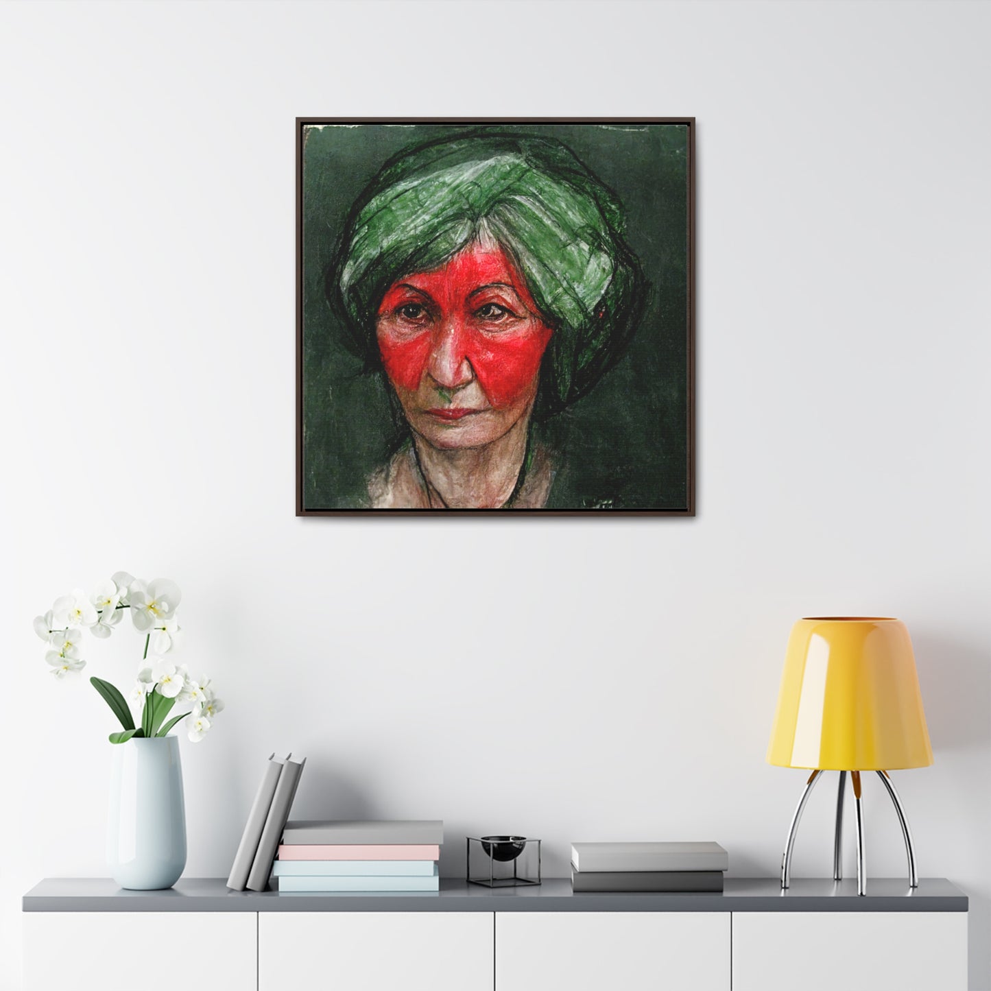 Loneliness Green Red 41, Valentinii, Gallery Canvas Wraps, Square Frame