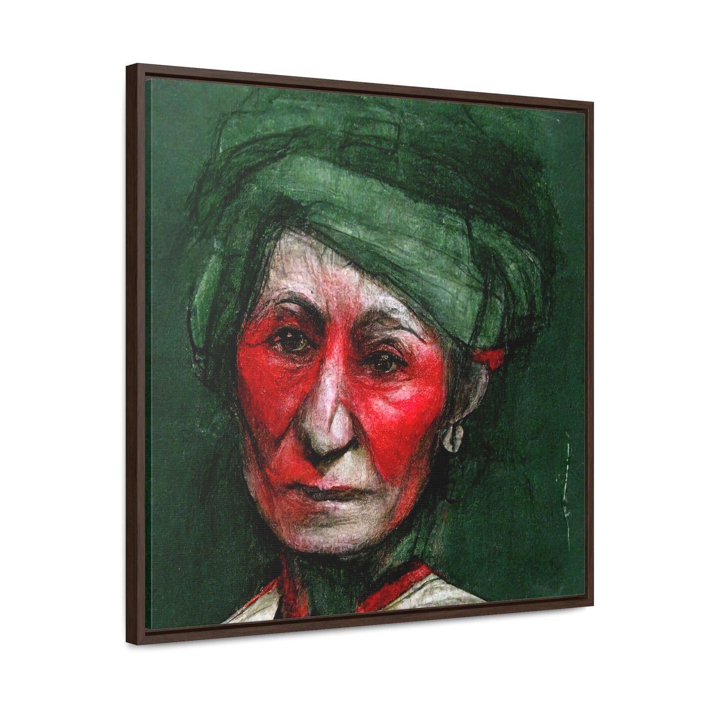 Loneliness Green Red 43, Valentinii, Gallery Canvas Wraps, Square Frame