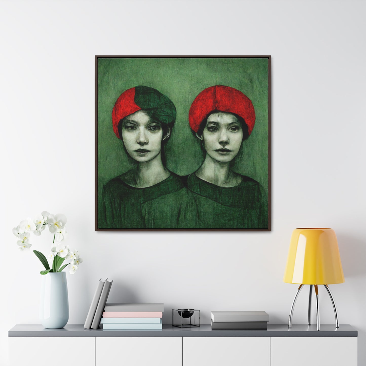 Loneliness Green Red 25, Valentinii, Gallery Canvas Wraps, Square Frame