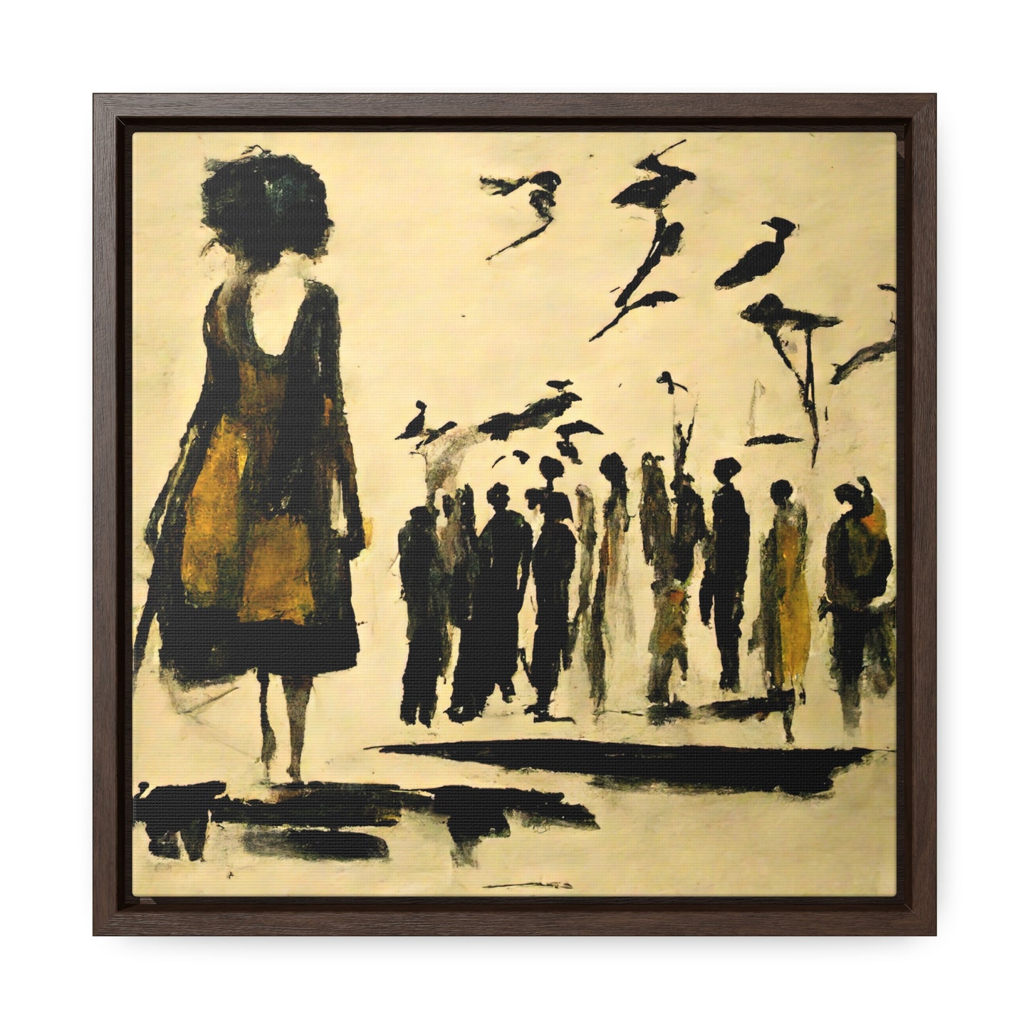 People and Birds, Valentinii, Gallery Canvas Wraps, Square Frame