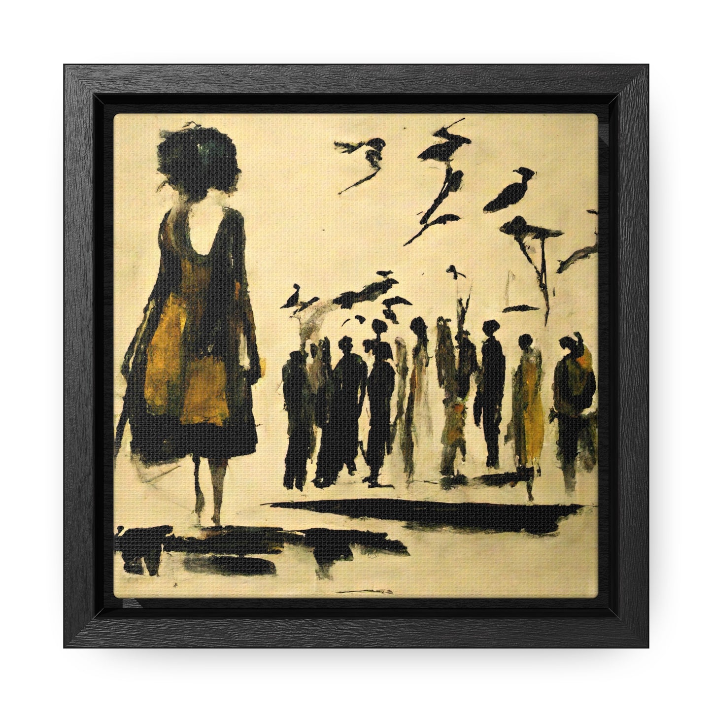 People and Birds, Valentinii, Gallery Canvas Wraps, Square Frame