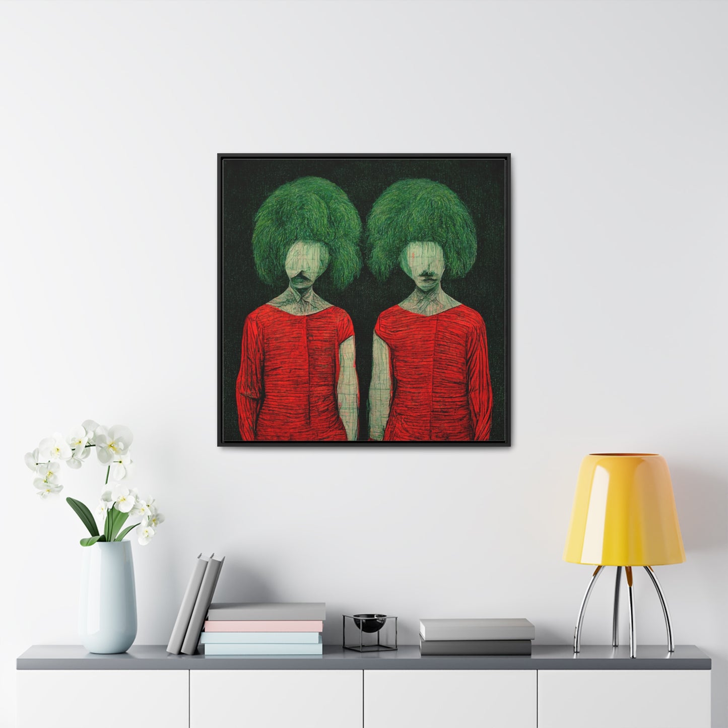 Loneliness Green Red 27, Valentinii, Gallery Canvas Wraps, Square Frame