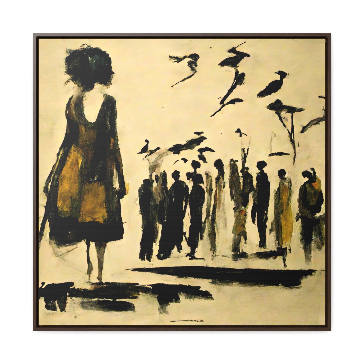 People and Birds, Valentinii, Gallery Canvas Wraps, Square Frame