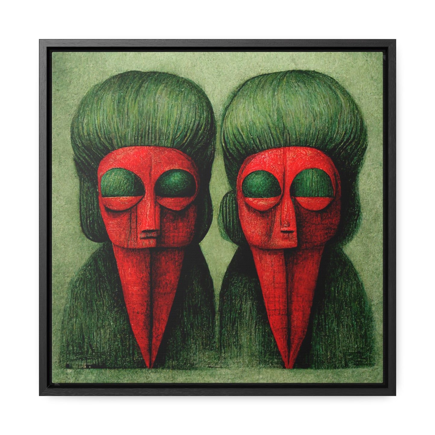 Loneliness Green Red 24, Valentinii, Gallery Canvas Wraps, Square Frame