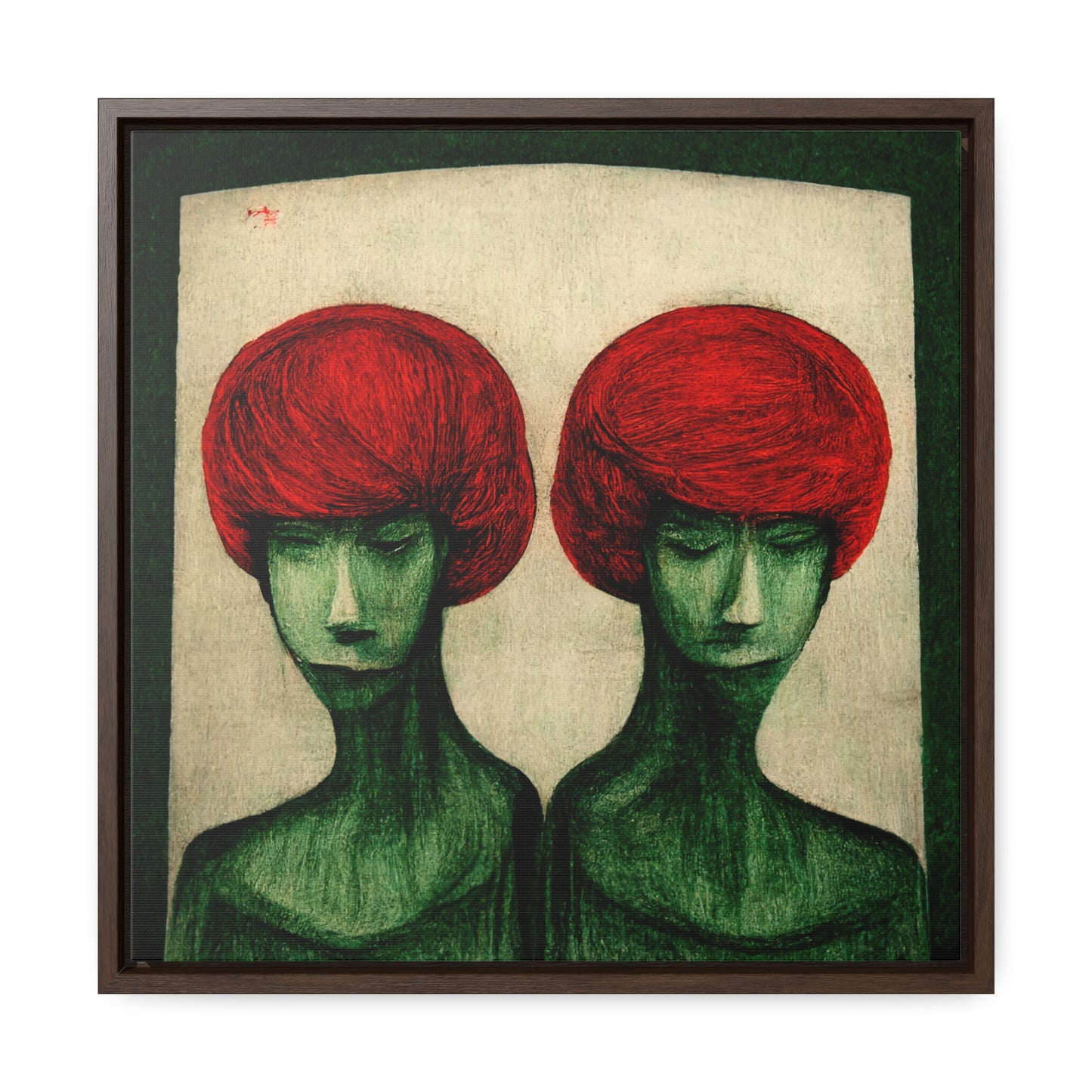 Loneliness Green Red 21, Valentinii, Gallery Canvas Wraps, Square Frame