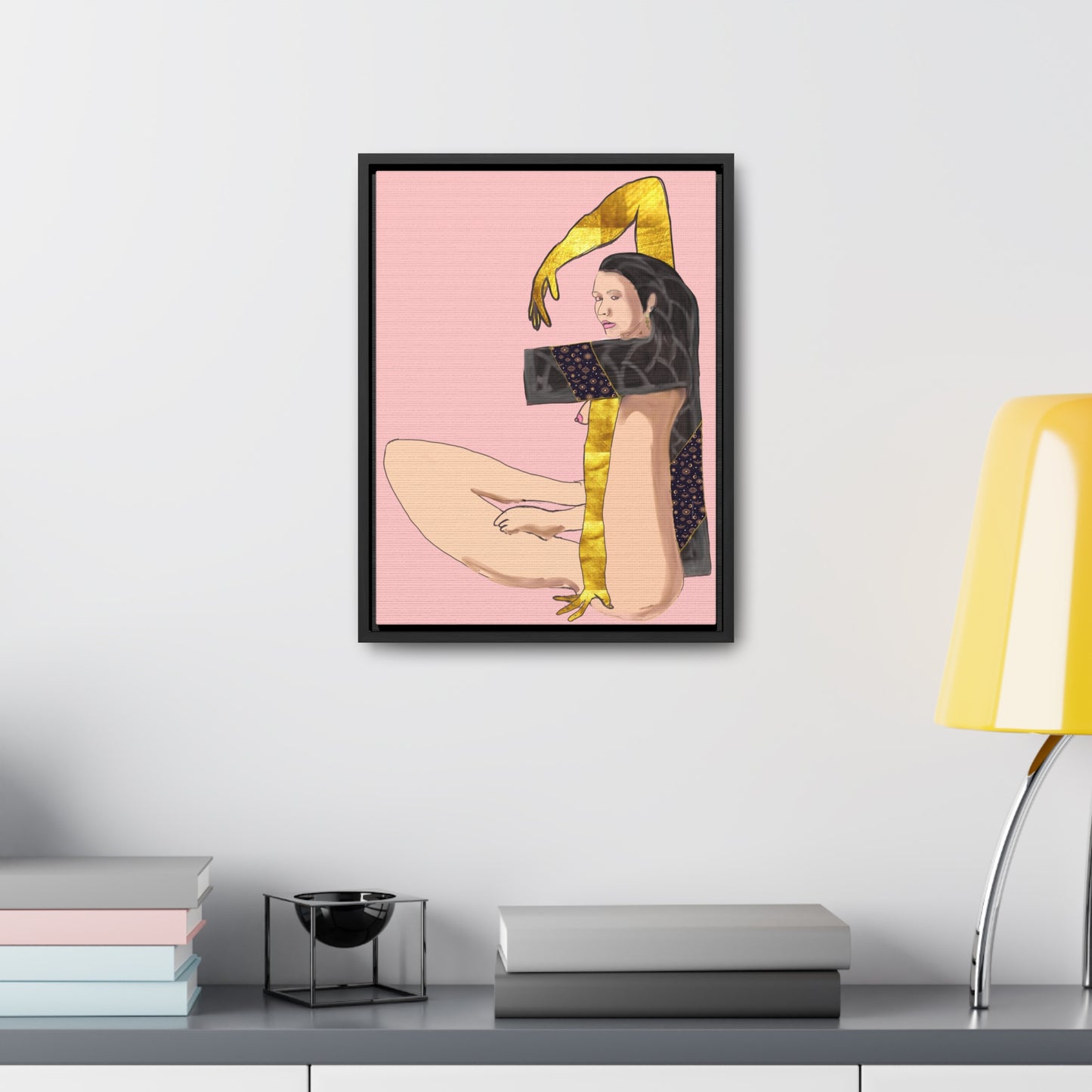 Woman With Long Leg and Golden Arms, Original Eduard Pavel, Gallery Canvas Wraps, Vertical Frame